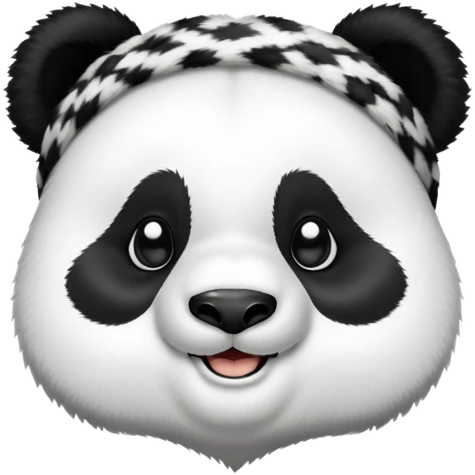 With a panda wearing headband emoji