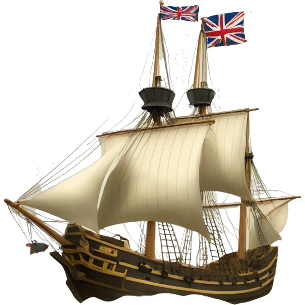 mayflower ship with one Grand Union Flag emoji