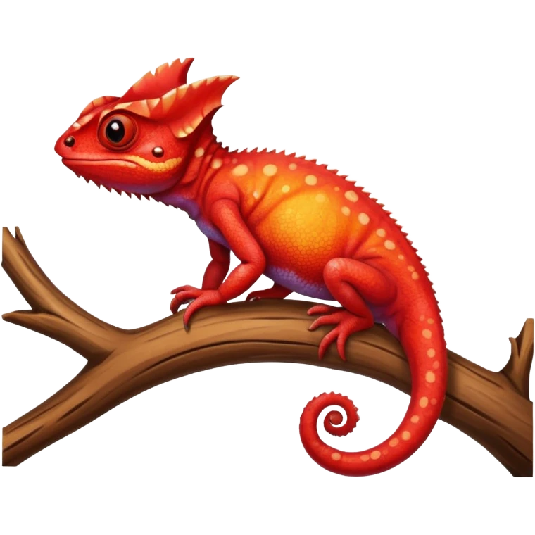 cute red chameleon named Pascale, sitting on a branch emoji