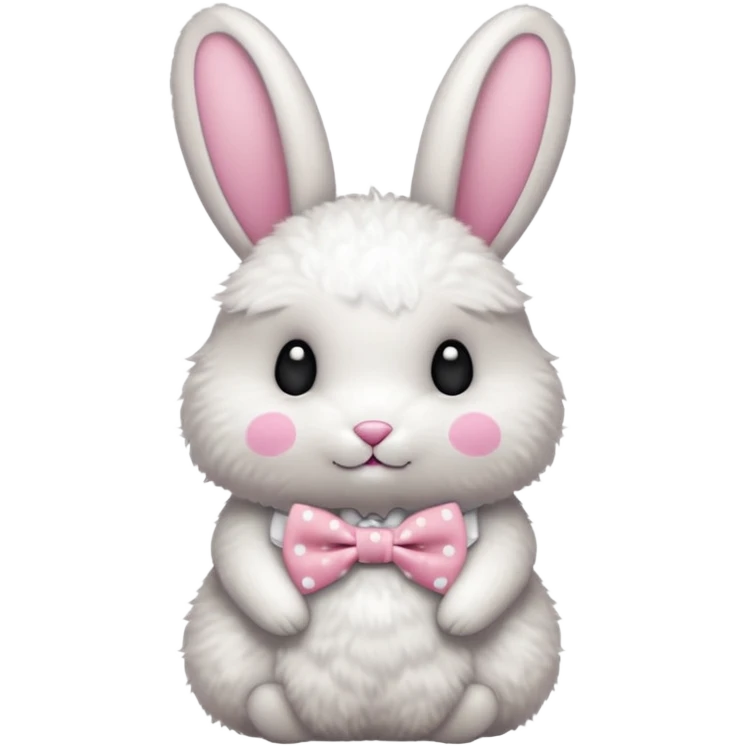 Fluffy rabbit with polka-dot pink bow tie, body emoji