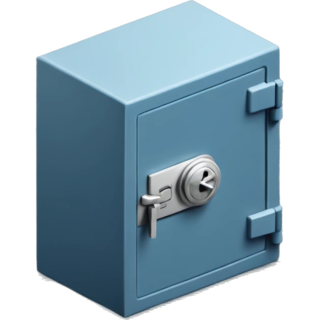 3d  isometric small safe in blue emoji