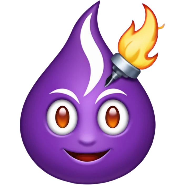 Coração roxo com chamas emoji