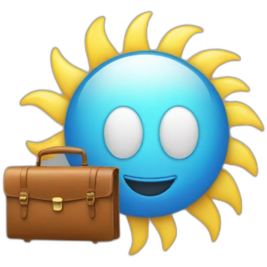 sunshine with face and a briefcase emoji