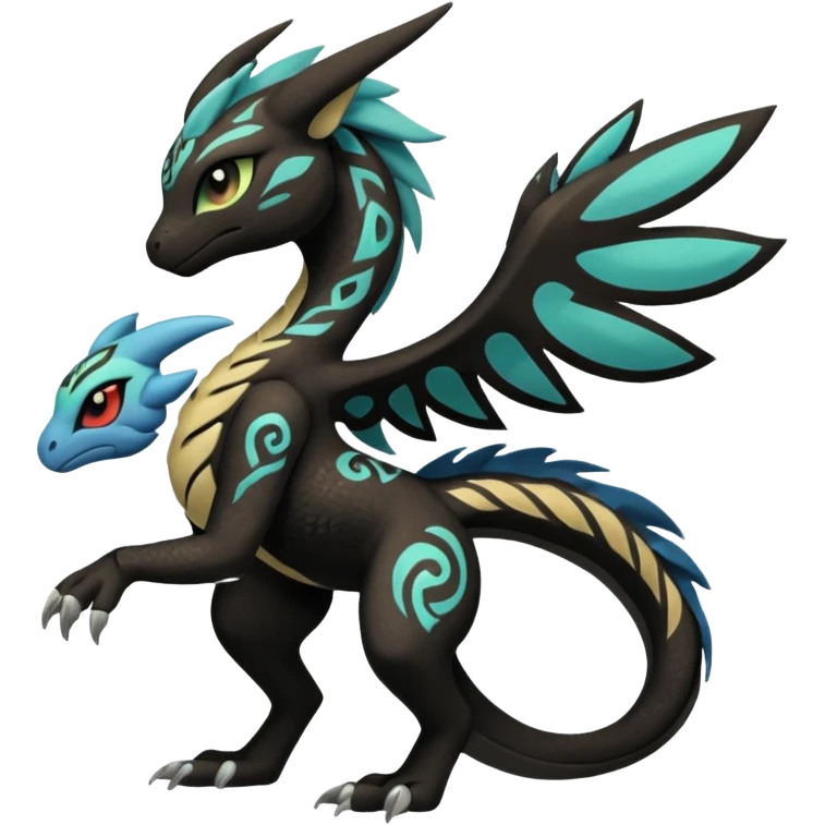 Tribal Exotic Meloetta-Stitch-Zekrom-Salandit-fusion, full body, tribal markings  emoji