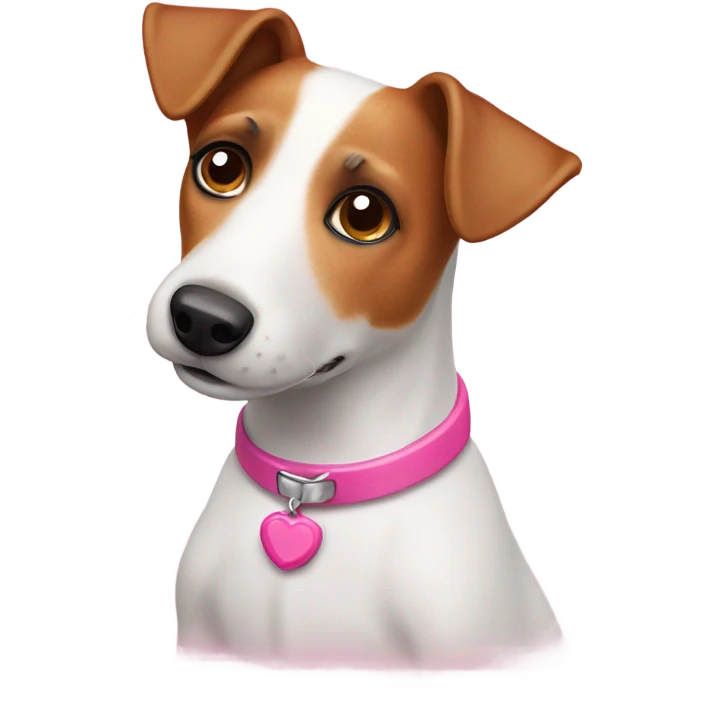 Old Jack Russell dog with pink collar  emoji