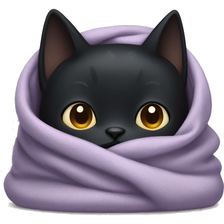 sobbing black cat in a blanket emoji