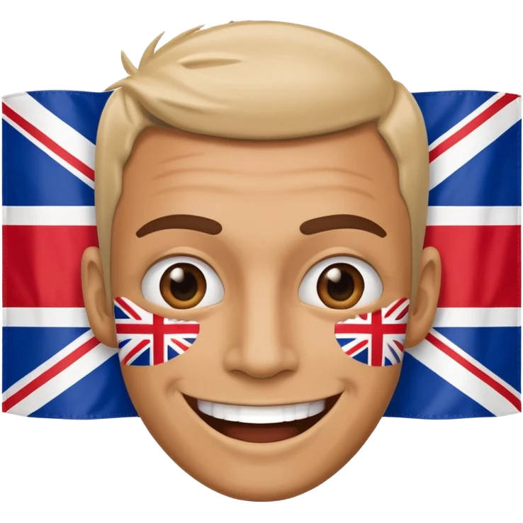 cool crazy guy with face half of UK flag emoji