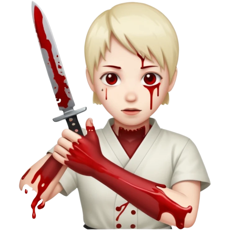 Slitting wrists with Japanese knife emoji