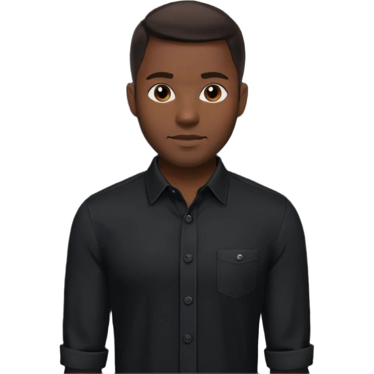 Handsome black man in a black button up shirt and black pants emoji