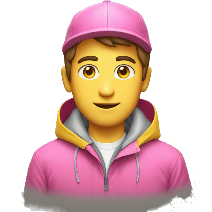 Preppy Guy in pink shirt and yellow rain jacket emoji