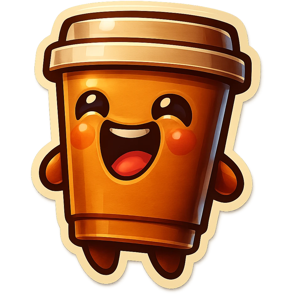 Tall coffee cup, laughing hard emoji