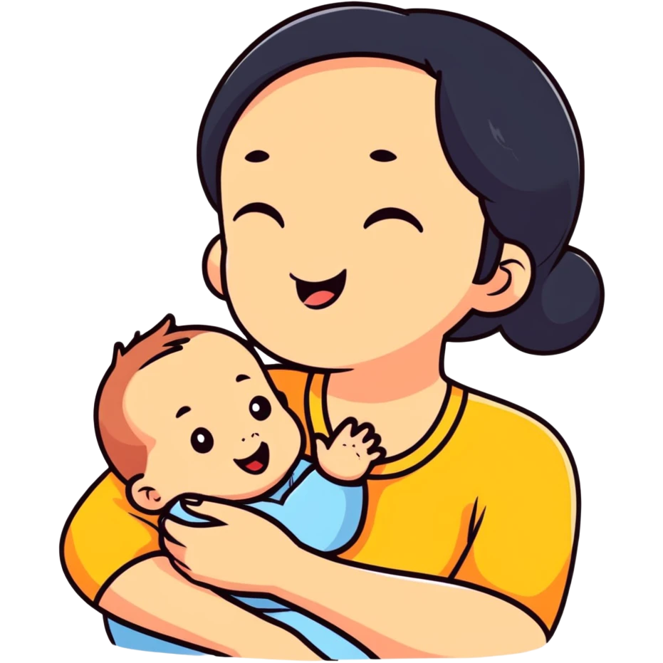 cute baby biting his mother's arm emoji