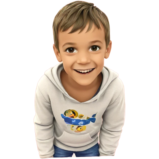 smiling boy by christmas tree emoji