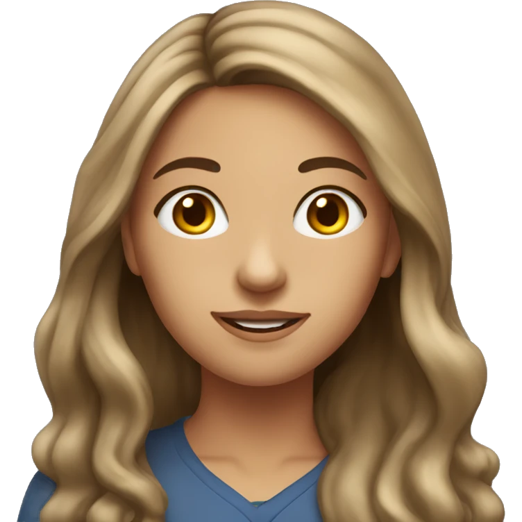 19 years old girl with long light brunette hair, her job is teacher emoji