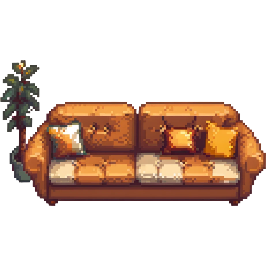 cozy sofa with soft cushions in warm colors emoji
