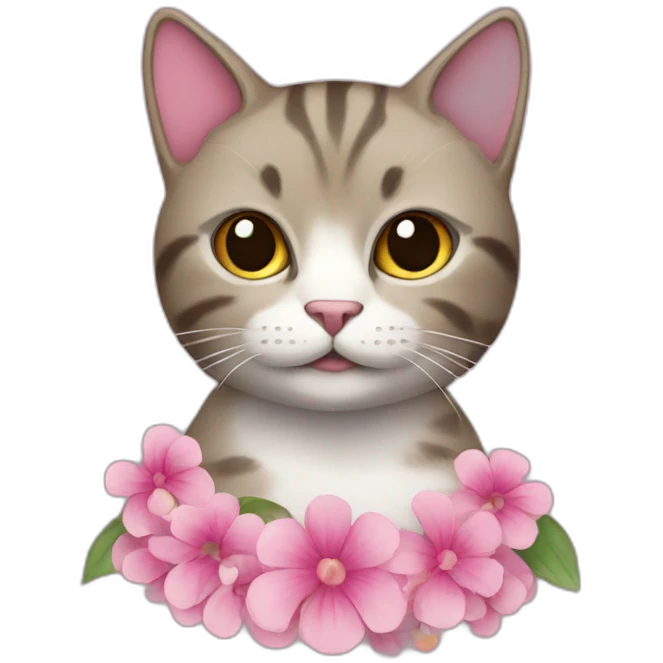 Cat wearing a flowered pink dress emoji