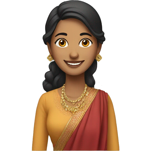 south asian woman smiling in traditional clothes emoji