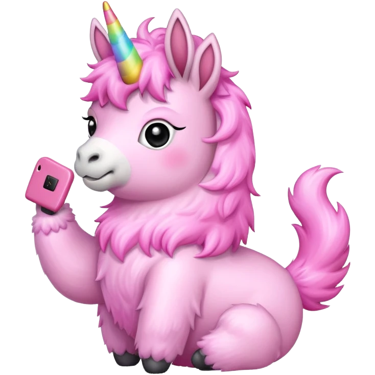  Pink Llamacorn on the phone  emoji