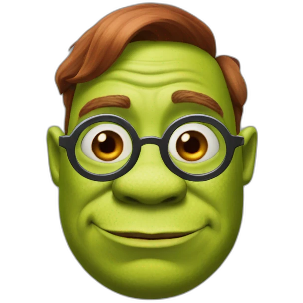 Shrek with red skin and a monocle emoji