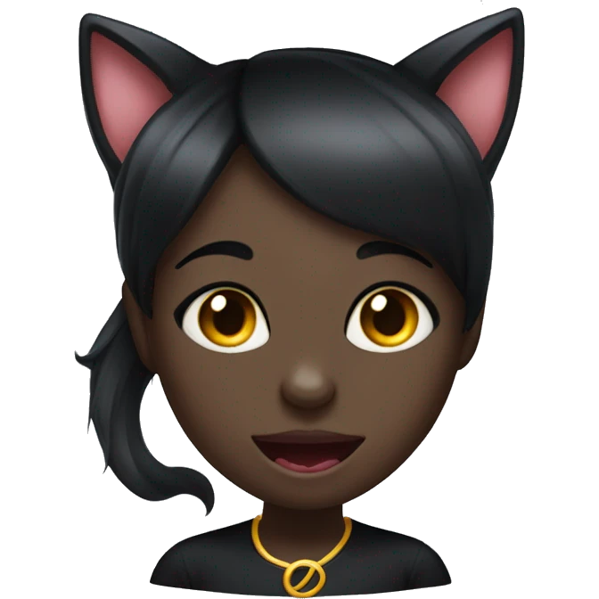 Black cat girl with her tongue sticking out emoji