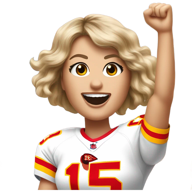 Taylor swift cheering at a chiefs game emoji