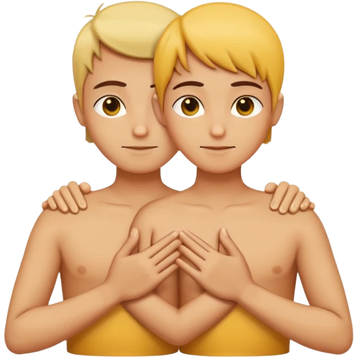 two human hands crossed in an X on the chest, right over left, fingers straight and close, palms touching chest, calm and graceful, yellow emoji color, minimal shading, 2D emoji style, conveying love and respect inspired by Arab tradition emoji