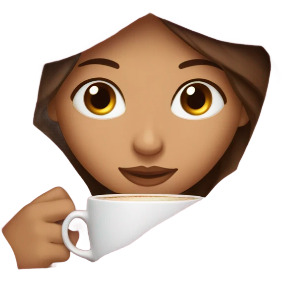 girl inside a pink blanket sipping coffee eyes closed, brunette with fair skin emoji