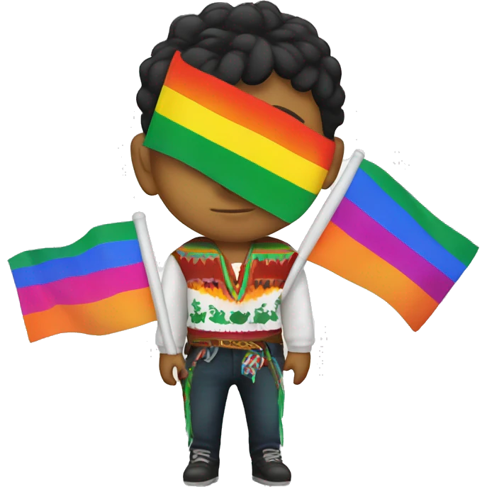 Lil Mexican boy with gay flags emoji