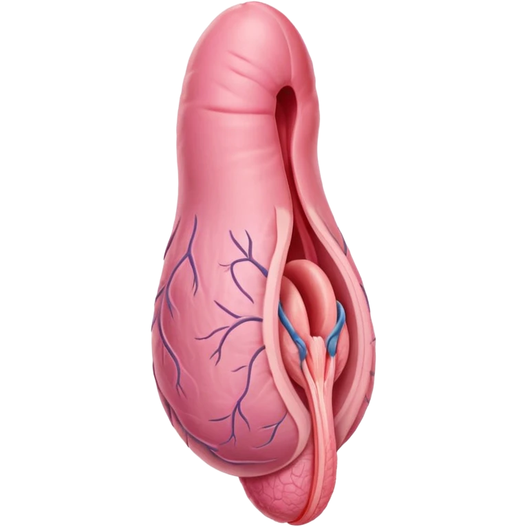 Un pene erecto, con venas prominentes y la glande rosada, penetrando una vagina. Los labios mayores y menores de la vagina son visibles, estirados alrededor del eje del pene. emoji