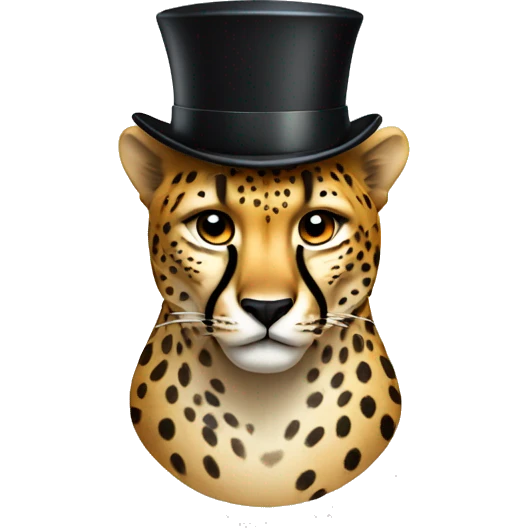  cheetah smirking with top hat emoji