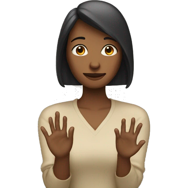A person holding her hands in front of her emoji