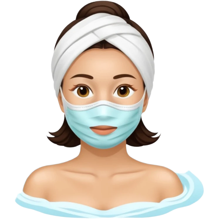 Lady with face mask spa beauty full face relaxing emoji