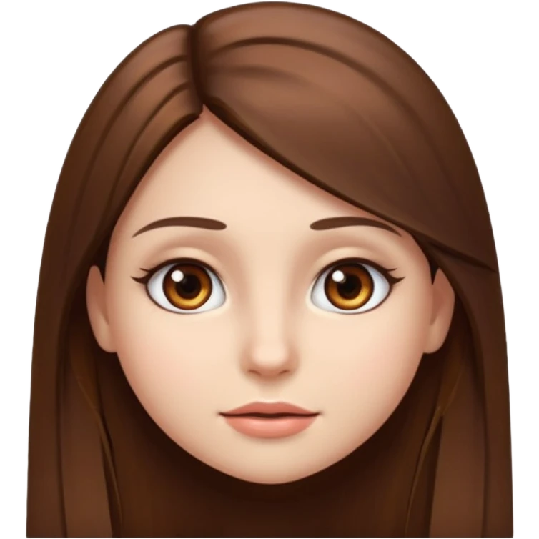 Girl emoji with straight long brown hair and brown eyes with long eyelashes  emoji