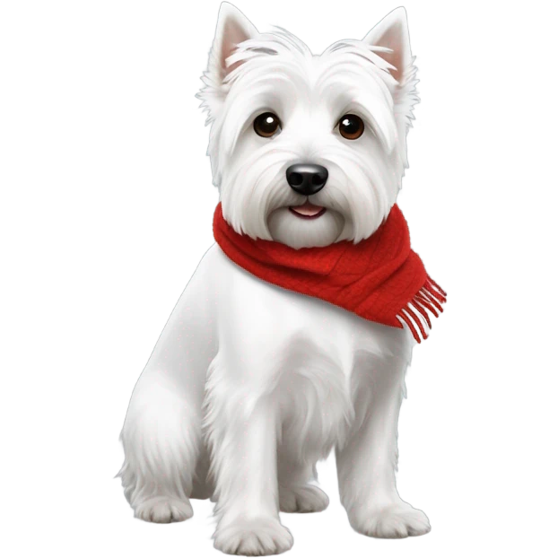 A West Highland White Terrier wearing a red scarf emoji