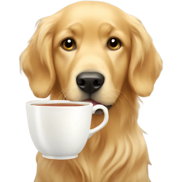 Golden retriever sipping a cup of tea emoji