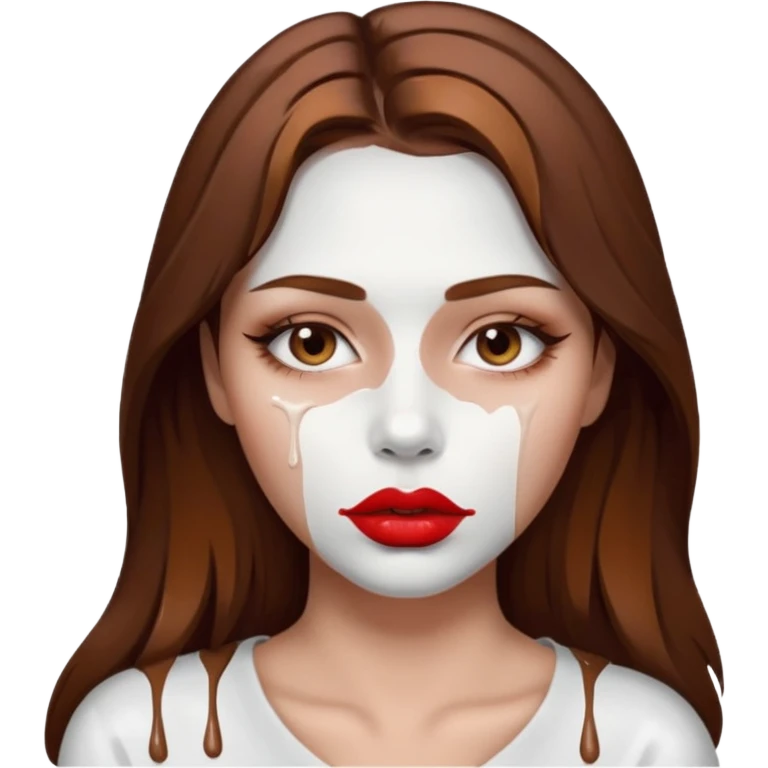 Brown Hair Woman , white paint , drip, face, hot  Sexy, lips emoji
