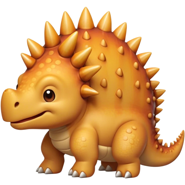 Cinematic Cute Stegosaurus Portrait Emoji, Head tilted playfully with a cheeky grin, featuring a charming, low-profile body with iconic, rounded bony plates and a spiky tail, a small head with sparkling, curious eyes, Simplified yet irresistibly adorable features, highly detailed, glowing with a warm, inviting earthy glow, high shine, affectionate and spirited, stylized with a touch of whimsical prehistoric charm, soft glowing outline, capturing the essence of a mischievous yet endearing Stegosaurus that seems as if it could waddle out of the screen into your arms! emoji