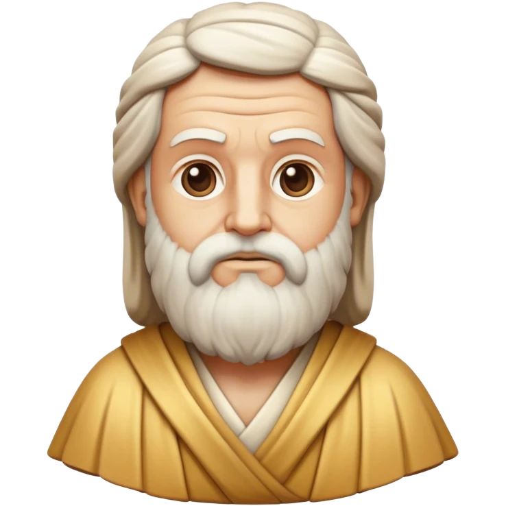 Cinematic Realistic Plato Portrait Emoji, depicted as a wise ancient philosopher with a contemplative expression in classical robes, rendered with soft textures and timeless serene lighting that captures his intellectual legacy. emoji