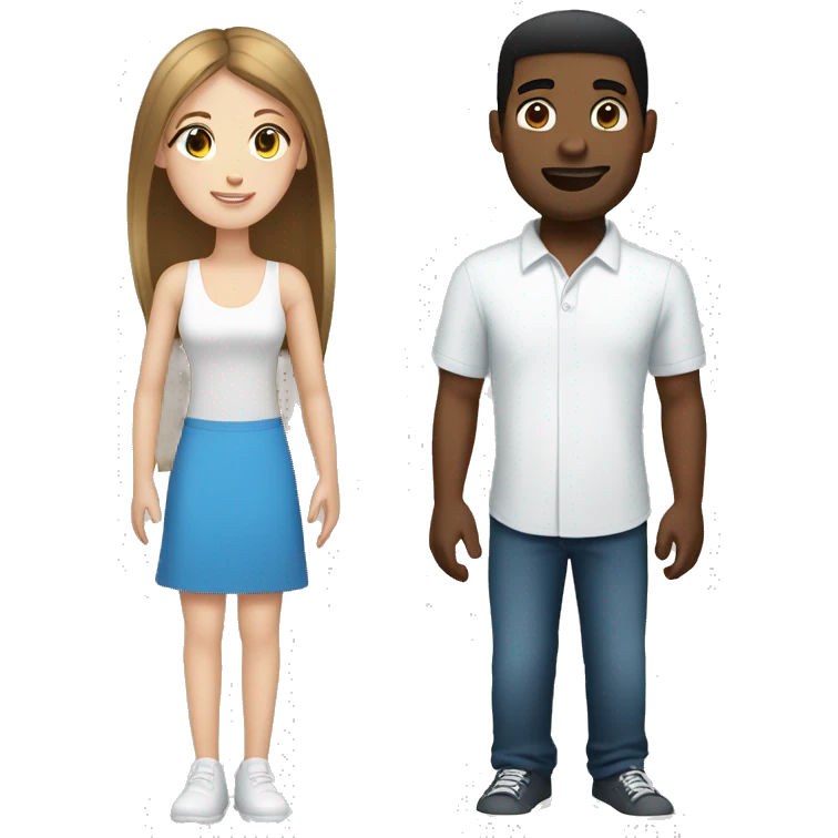 Black Boyfriend and white girlfriend with brown hair and blue eyes emoji