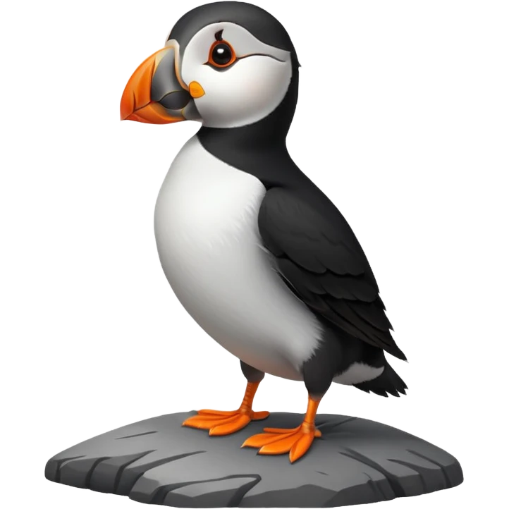 cute puffin standing on a rock emoji