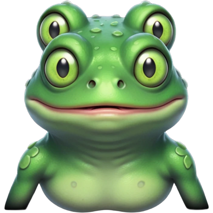 zombie frog portrait, head and shoulders only, slimy undead skin, glowing green eyes, funny creepy look, 3D cartoon, mobile game icon style, clean background, no text, no watermark
 emoji