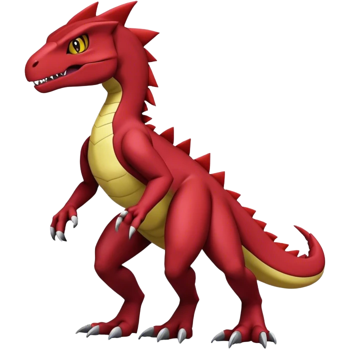  Cool Edgy Dark Maroon Guilmon-Charmeleon-Digimon-Fakemon-Velociraptor full body emoji