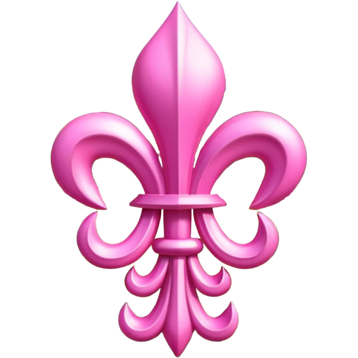 Jeff Koons style pink fleur de lis sculpture in a garden landscape  emoji