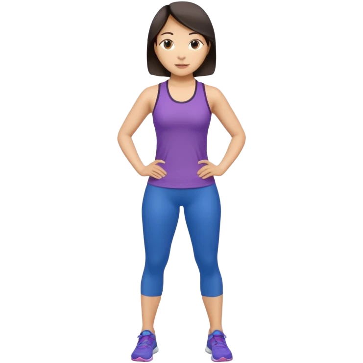 Asian women shining confident full body silm work out emoji