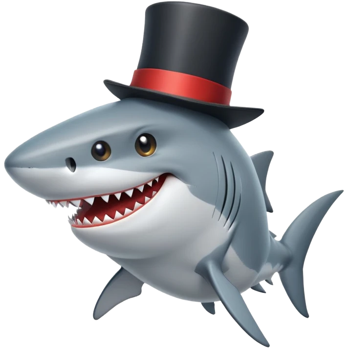 Shark with a top hat emoji