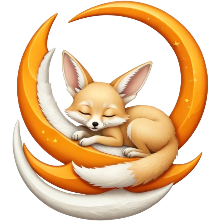 fennec sleeping on a moon sickle  emoji