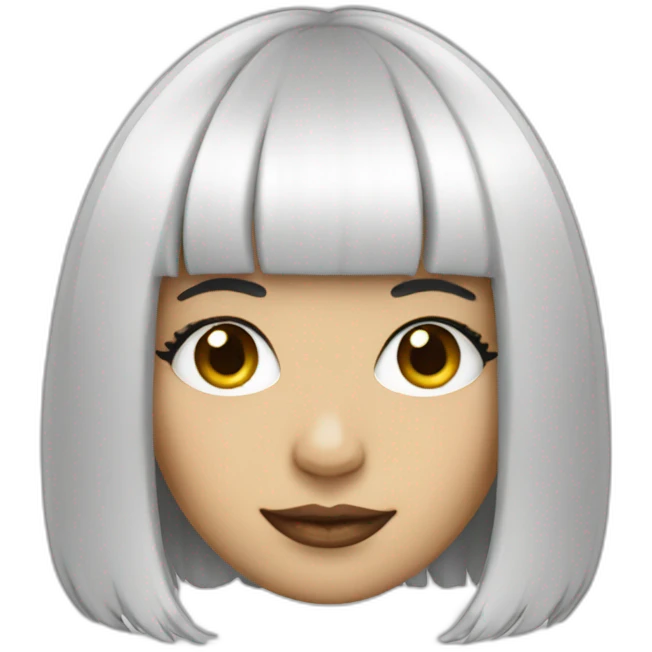 Sia with a black and white wig emoji