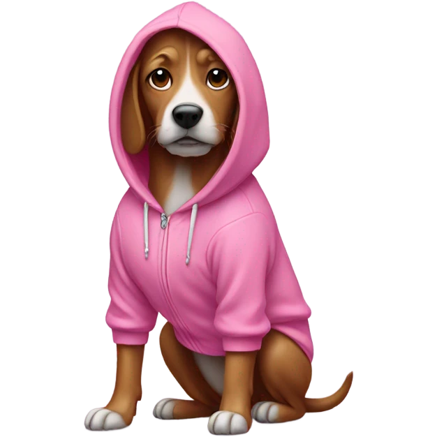 Dog wearing a pink hoodie  emoji