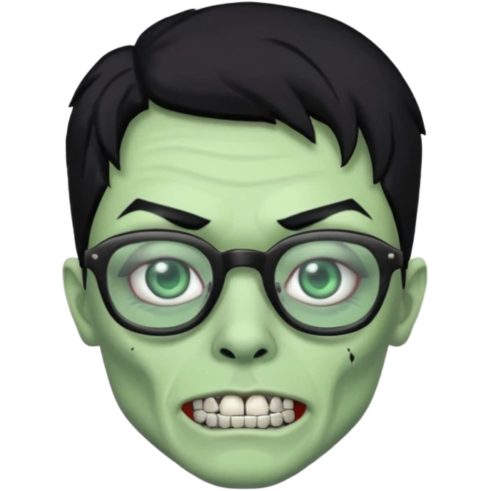 A zombie with glasses black hair and diamond teeth emoji
