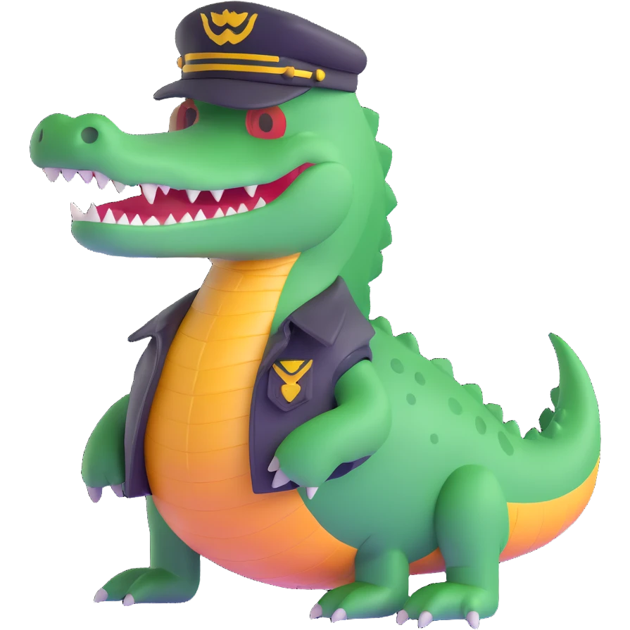 crocodile with pilot hat emoji